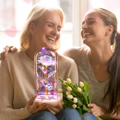 Miniatura 2 de Regalos de rosas para el día de la madre, rosas de cristal de galaxia preservadas para siempre, rosas iluminadas en cúpula de cristal, regalos de Un