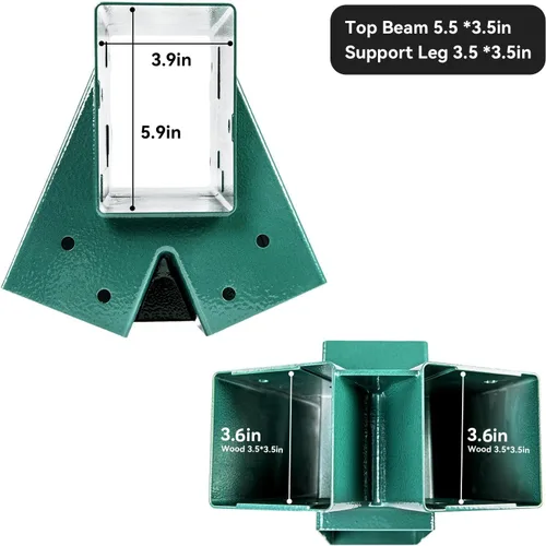Miniatura 5 de ABUSA - Juego de soportes para columpios resistentes que incluye 2 soportes A-Frame verdes para columpio y 4 ganchos para columpios para equipos