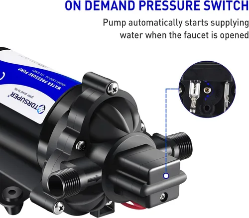 Miniatura 4 de TDRSUPER Bomba de transferencia de agua autocebante de 110 V CA, bomba de refuerzo de alta presión 4GPM 45PSI, bomba de riego de jardín de diafragma