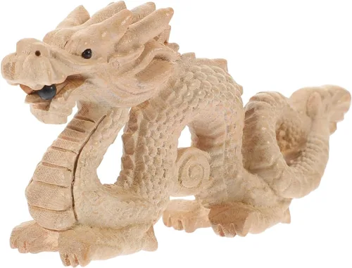 ABOOFAN Estatua de madera china Feng Shui tallada de madera natural estatua de dragón escultura estatua de dragón buena suerte 2024 año año nuevo
