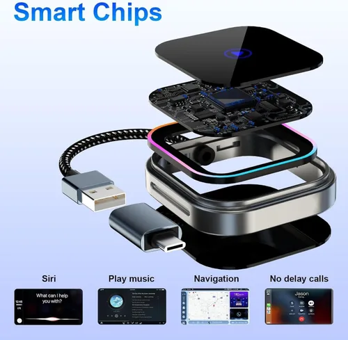 Miniatura 2 de Wireless CarPlay Adapter 2-in-1 for BMW X6 2017 2018 2019 2020 2021 2022 2023 2024 2025 2026, USB Design Plug and Play Bluetooth Fast Connection Car