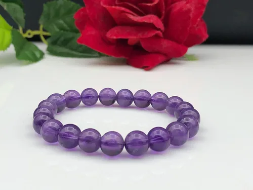 Miniatura 5 de Pulsera elástica con cuentas de amatista natural, Gema, Amatista