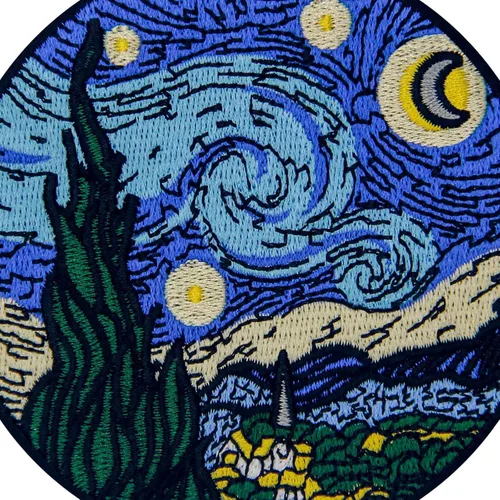 Miniatura 2 de Parche bordado de cielo estrellado con apliques para coser en emblema, azul