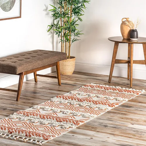 Miniatura 14 de nuLOOM Zuri - Alfombra tribal lanuda con bandas, 4 x 6, marrón