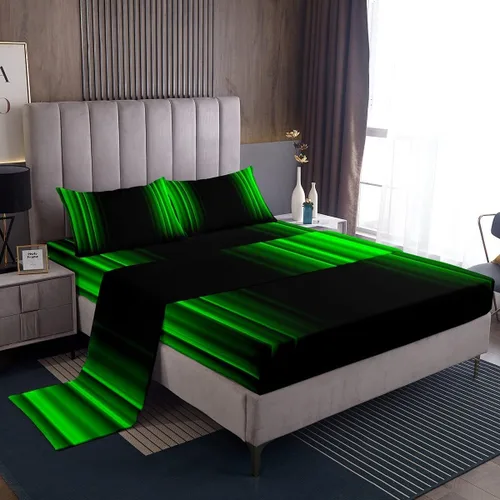 Miniatura 36 de Feelyou Juego de sábanas decorativas con ombre abstracto para niños y adolescentes, juego de sábanas rojas y negras de moda para dormitorio de niñas