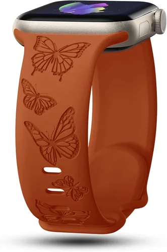 Miniatura 9 de Bandas con grabado de mariposa compatibles con Apple Watch de 41mm 40mm 38mm 49mm 46mm 49mm 46mm 45mm 44mm 42mm, mujeres, correa deportiva de Negro