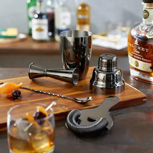 Miniatura 8 de Viski El kit de barman Gunmetal incluye coctelera, colador, jigger, cuchara de bar para cócteles clásicos, bebidas mixtas, cerveza fría