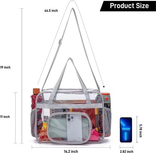 Miniatura 20 de Bolsas transparentes aprobadas para estadios, bolsa transparente + correa para el hombro, bolsa transparente grande