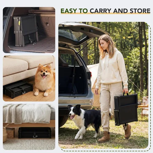 Miniatura 6 de Escaleras plegables para perros para automóvil, SUV y camión, rampa para mascotas de 5 escalones con superficie antideslizante, escalones portátiles