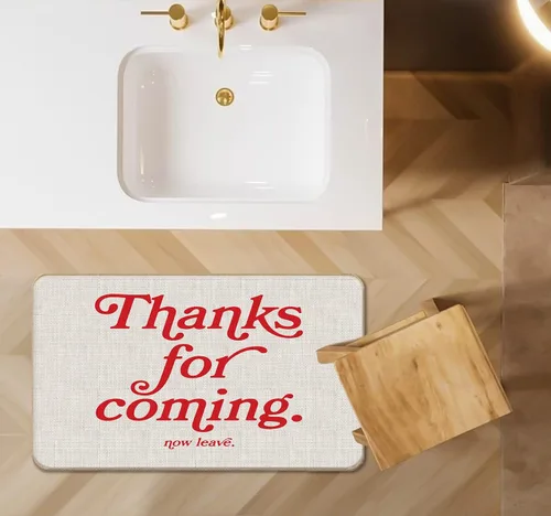 Miniatura 4 de Tapete divertido y moderno con texto en inglés "Thank for Coming Now Leave" (Gracias por venir ahora y dejar), 17 x 30 pulgadas, decorativo