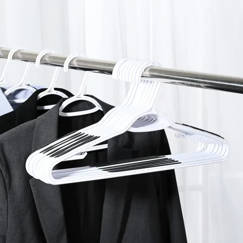 Miniatura 2 de Paquete de 30 perchas de plástico flexibles, ligeras, antideslizantes, perchas para ropa y trajes (negro)
