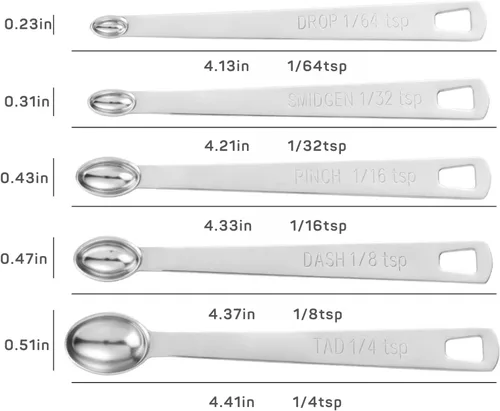 Miniatura 7 de Juego de 21 tazas y cucharas medidoras, incluye 7 tazas medidoras anidables, 9 cucharas medidoras y 5 mini cucharas, juego de medición de metal