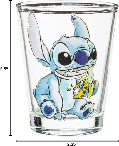 Miniatura 9 de Silver Buffalo Disney Lilo and Stitch Poses con fruta, helado y corazón, paquete de 4 mini vasos, 1.5 onzas Lilo y Stitch Comida y amor