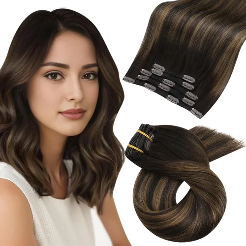 Miniatura 12 de Moresoo Extensiones de cabello humano Remy con clip, color rubio platino, extensiones de cabello humano real de doble trama, color rubio #60, 18