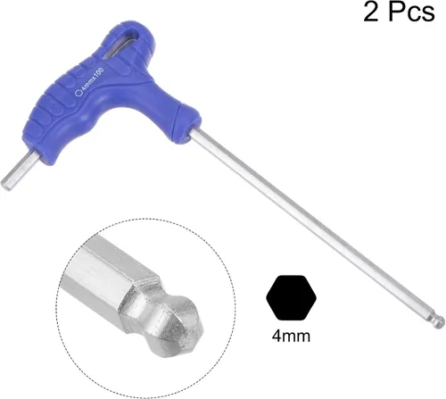 Miniatura 3 de uxcell Llave hexagonal de extremo de bola de 0.157 in, llave inglesa con mango en T, acero métrico CR-V, 2