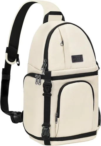MOSISO Bolsa para cámara DSLR/SLR/SLR/sin espejo, mochila para cámara fotográfica a prueba de golpes con soporte para trípode e inserciones Beige
