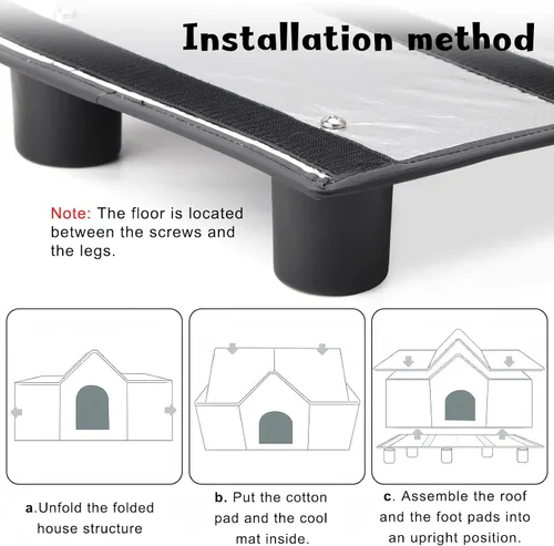 Miniatura 6 de Casa para gatos al aire libre resistente a la intemperie, refugio aislado para gatos para exteriores con ventana de techo, 100% impermeable, puerta