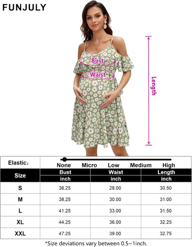 Miniatura 7 de FUNJULY Vestido de lactancia de maternidad para mujer, cuello en V, tirantes delgados, manga con volantes, estampado de margaritas, vestido