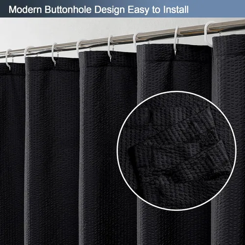 Miniatura 3 de OWENIE Cortina de ducha negra para baño, cortina de ducha pequeña con textura en relieve 3D para tamaño de ducha estrecha, lavable a máquina