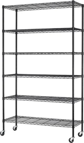 BestMassage Estantería de alambre de 82 x 45 x 18 pulgadas, estantes de almacenamiento NSF, organizador de estantes de metal grande y resistente,