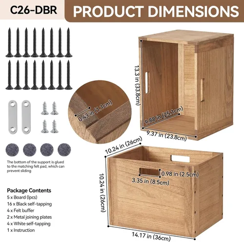 Miniatura 3 de KIRIGEN Cubo de Almacenamiento de Madera Apilable /Cesta/ Contenedores Organizador para Hogar Libros Ropa Juguetes Sistema de Almacenamiento Modular