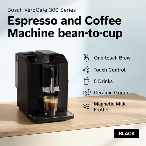 Miniatura 2 de Bosch Máquina de café y espresso totalmente automática - Bebidas de un solo toque, súper cafetera de calidad barista, panel de control táctil, gran