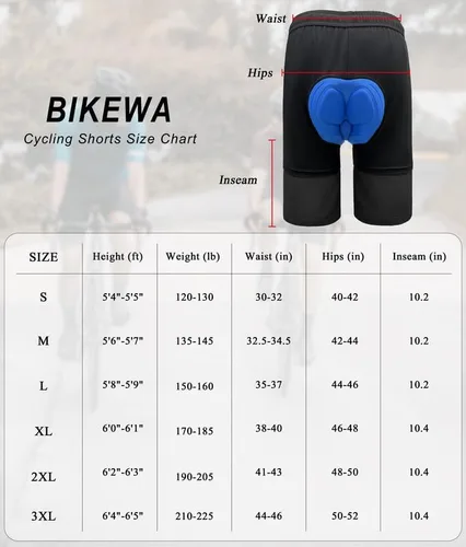 Miniatura 7 de Bikewa Pantalones cortos de ciclismo de montaña para hombre, con acolchado 3D, ajuste holgado, con bolsillos con cremallera