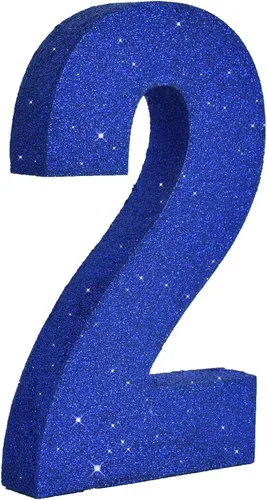 Miniatura 13 de TONIFUL Centro de mesa de madera número 0 con purpurina azul de 7.8 pulgadas, decoración de fiesta de cumpleaños azul, dígito 0 para cumpleaños