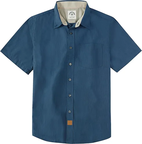 Miniatura 18 de Dubinik® Camisas de manga corta con botones para hombre, 100% algodón, a cuadros, camisas casuales con bolsillo