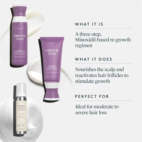 Miniatura 2 de Virtue Flourish Régimen de crecimiento del cabello para mujeres con minoxidil 5% espuma para cabello fino o adelgazante, sin sulfato, seguro
