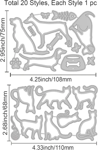 Miniatura 6 de GLOBLELAND Troqueles de corte de silueta para perros y gatos para hacer tarjetas, troqueles de corte para perros y gatos para manualidades, álbumes