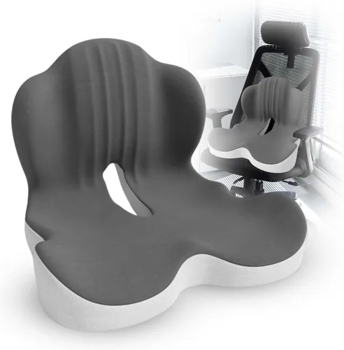 Cojín grande de espuma viscoelástica para asiento lumbar para ciática y coxis, alivio de presión para coxis, para silla de oficina, automóvil, silla