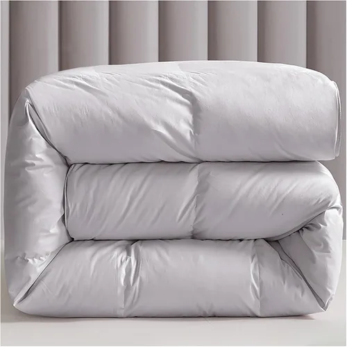 Miniatura 17 de ZTGL Lujoso edredón acolchado de plumas de ganso blanco, funda 100% algodón, hipoalergénica, edredón de plumas de ganso, calidez sin peso, para Gris