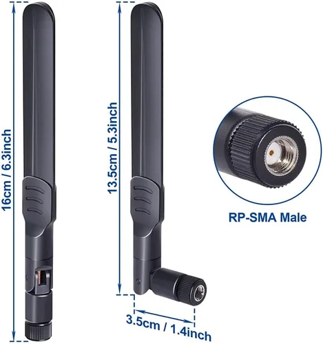 Miniatura 2 de Bingfu Antena de doble banda WiFi 2.4GHz 5GHz 5.8GHz 8dBi MIMO RP-SMA Macho Antena (paquete de 2) para enrutador WiFi, tarjeta de red inalámbrica