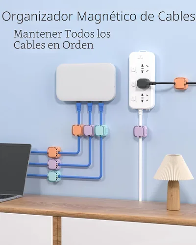 Miniatura 5 de Clips Magnéticos para Cables, Gestión de Soporte de Cable Ajustable, Organizador Mantenedor de Alambre Adhesivo para Hogar Oficina Escritorio