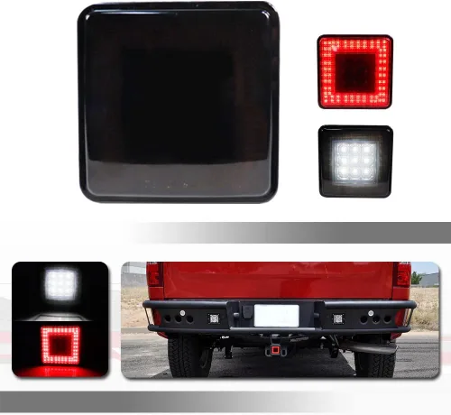 Lente Ahumada 3 en 1 Universal LED de Remolque Receptor de 2" Compatible con Camión SUV RV Remolque Parachoques Trasero Lámpara de Conducción Freno