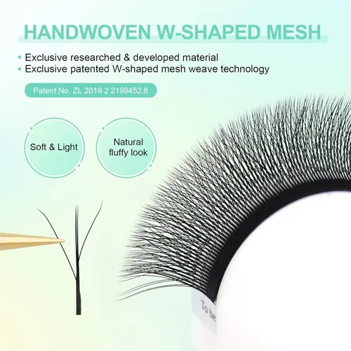 Miniatura 83 de NAGARAKU Extensiones de pestañas falsas en forma de W de 4D, suaves y naturales, con volumen, rizado D, 0.07mm, mezcla de 8-15mm, abanico 0.07-D 4D W