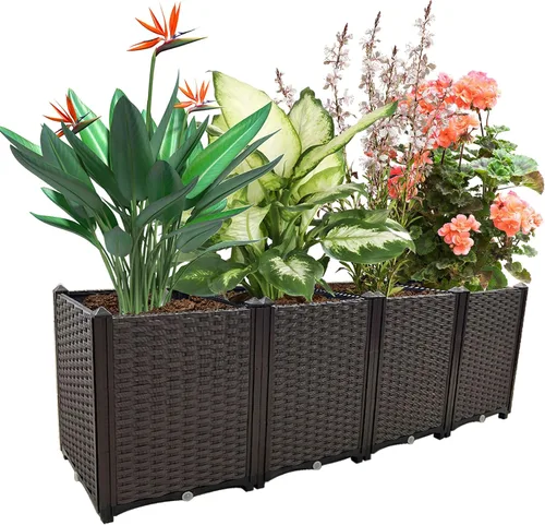 Miniatura 10 de Jardineras elevadas para plantas al aire libre con patas, jardineras rectangulares elevadas, jardín, patio, balcón, terraza para plantar flores