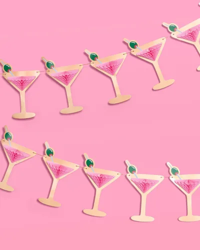 Miniatura 6 de xo, Fetti Cartel de papel de aluminio dorado desplegable 3D de Martini – 5 pies Decoración de despedida de soltera, cartel de fiesta