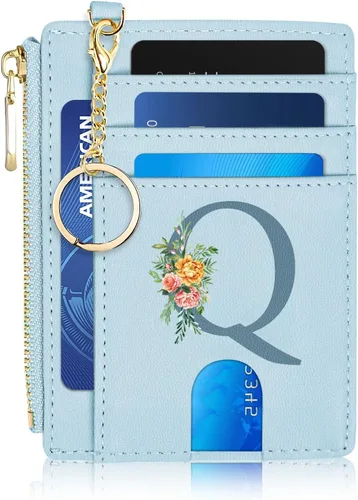 Miniatura 38 de Tarjetero para mujer minimalista y delgado con bolsillo frontal, bloqueo RFID, cartera compacta con ventana para identificación y bolsillo