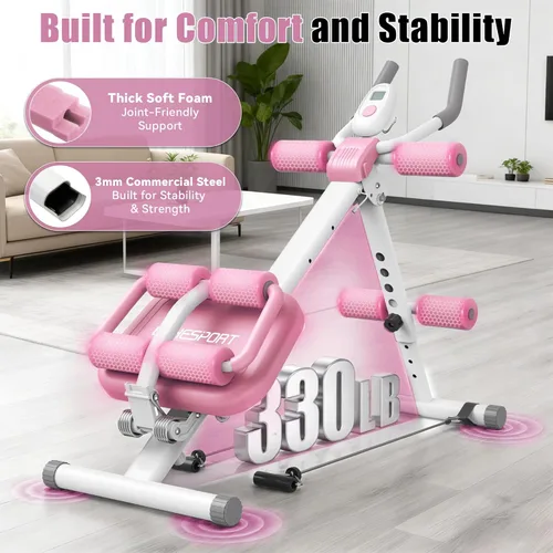 Miniatura 4 de EPHESPORT Multifunctional Ab Machine, Crunch & Sit-Up Core Trainer, Adjustable Ab Trainer with Knee & Back Support, Foldable, Full Body Workout Rosa