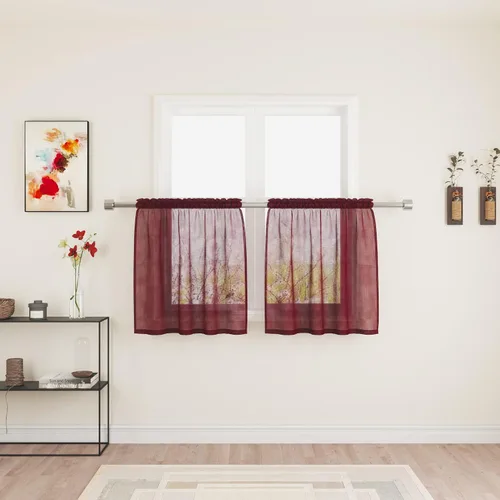 Miniatura 12 de UPOPO Paneles de Cortina Beige Pequeños Cortinas Transparentes de Gasa de 16 Pulgadas de Largo Cortinas de Cocina de Voile con Textura de Lino