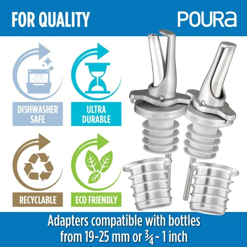 Miniatura 6 de Boquillas para verter botellas de licor 3 en 1 con protección integrada para moscas de la fruta, sin BPA y aptas para lavavajillas, boquillas