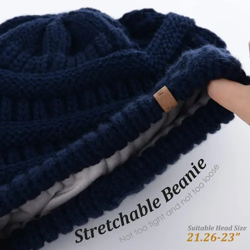 Miniatura 42 de FURTALK Gorros de invierno para mujer, con forro polar, gorro de punto holgado y cálido, gorro de esquí