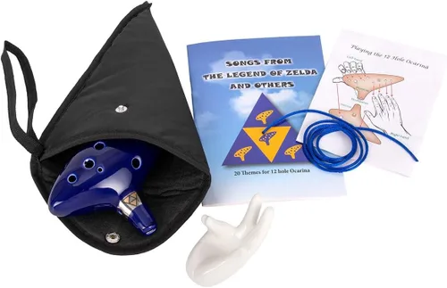 Miniatura 2 de Zelda Ocarina Alto C de 12 hoyos con libro de canciones (canciones de la leyenda de Zelda) con bolsa protectora para expositores - Zelda Ocarinas