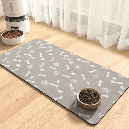 Miniatura 10 de MontVoo Tapete de comida para perros, tapete de alimentación de mascotas para alimentos y agua, dispensador sin manchas, de secado rápido, tapete