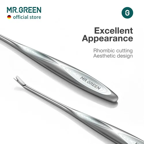 Miniatura 5 de MR.GREEN Empujador de cutículas, removedor de piel muerta, herramientas de manicura de acero inoxidable, cortador de cutículas profesional, pelador
