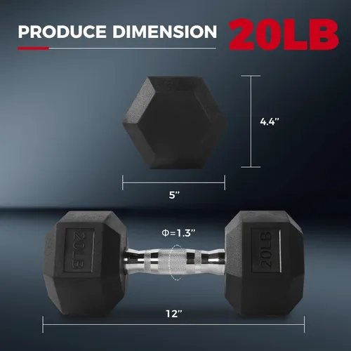 Miniatura 2 de RitFit Juego de mancuernas hexagonales con revestimiento de goma de 5 a 780 libras con estante para gimnasio en casa, entrenamiento de fuerza