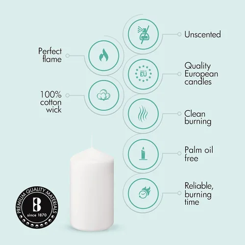 Miniatura 5 de BOLSIUS Juego de 20 velas de pilar blancas, sin perfume, de 2 x 4 pulgadas, sin goteo, sin humo, perfectas para velas de boda, fiestas y ocasiones