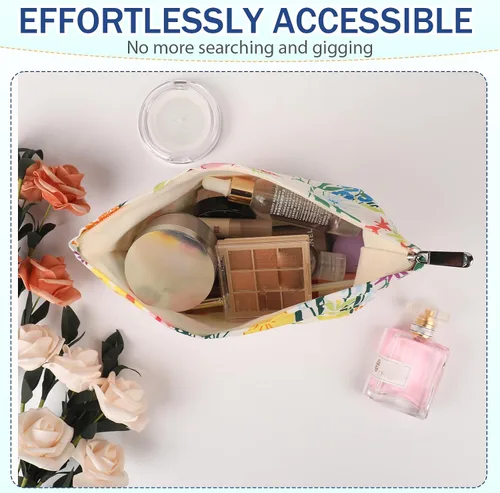 Miniatura 2 de Bolsa de maquillaje de viaje con cremallera, diseño de impresión de moda, bolsa de cosméticos espaciosa también puede bolsas organizadoras